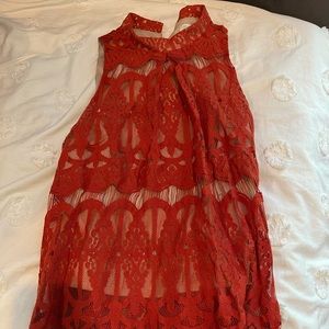 Burnt orange lace top